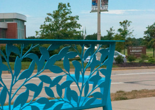 Leafy Bench Robin's-egg Blue by Trellis Art Designs