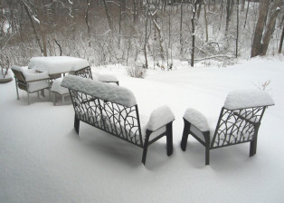 Furniture in Snow by Trellis Art Designs