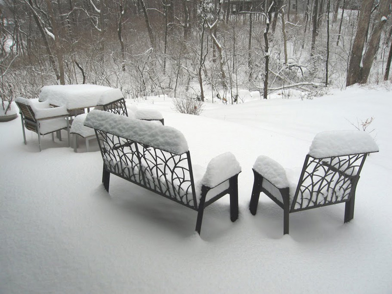 Furniture in Snow by Trellis Art Designs