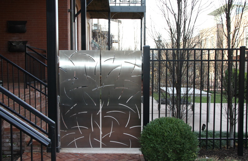 Romies gate latch detail by Trellis Art Designs, St. Louis, MO